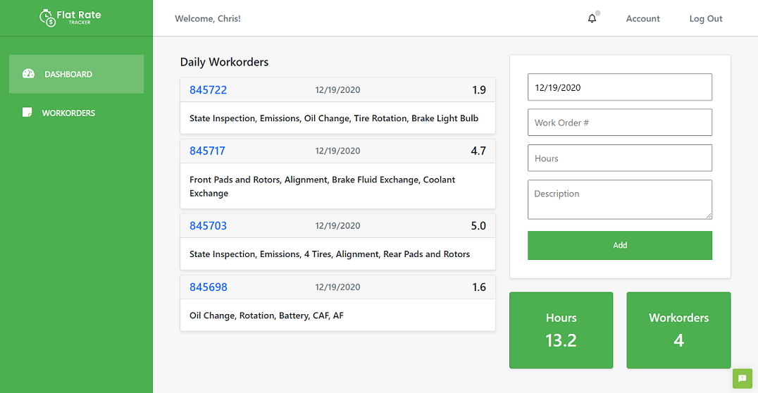 Automotive Technician Flat Rate Tracking Software